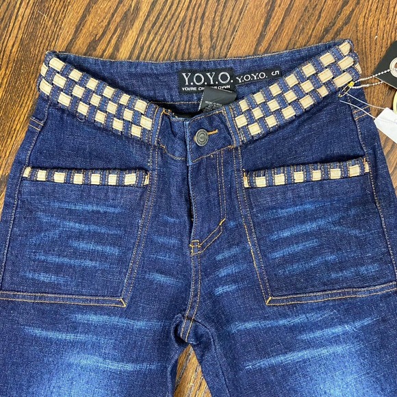 NOS Vintage Y2K 00s YoYo Low Rise Flared Bell Bare back Bottom Stretch Jeans 5/S - Picture 9 of 11